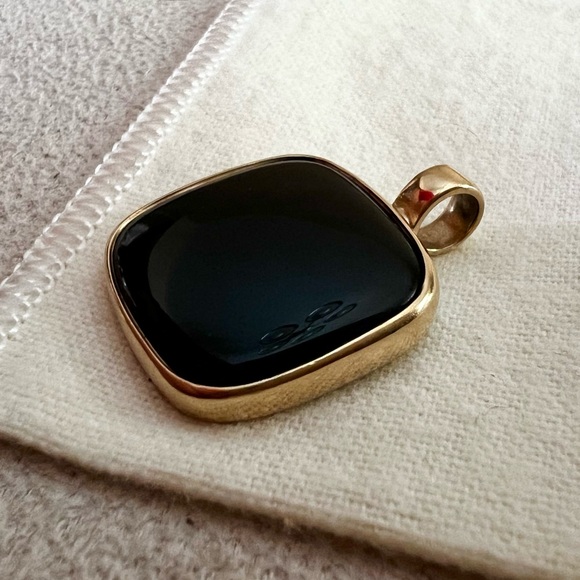 14k gold James Avery onyx black square chiclet-shape, generous think bale LUXURY - Picture 5 of 14